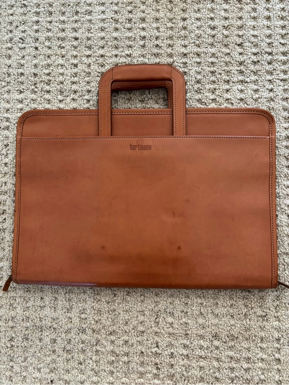 Hartmann Briefcase Tan Leather Top Handles